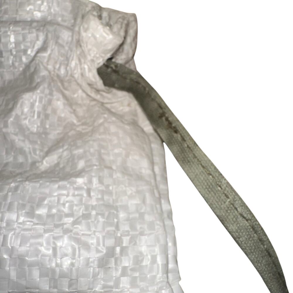 Beba Drawstring Backpack White Woven Sack Bag Minimalist Lightweight Gym Travel - Picture 5 of 6